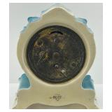 Antique Rose Porcelain Mantel Clock with Floral Design