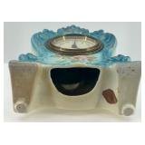 Antique Rose Porcelain Mantel Clock with Floral Design
