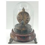 Vintage Briggs Rotating Pendulum Clock Under Glass Dome