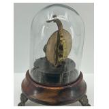 Vintage Briggs Rotating Pendulum Clock Under Glass Dome