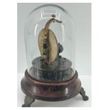 Vintage Briggs Rotating Pendulum Clock Under Glass Dome