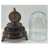 Vintage Briggs Rotating Pendulum Clock Under Glass Dome