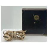 Vintage Seth Thomas Electric Alarm Clock with Square Wooden Case