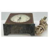 Vintage Seth Thomas Electric Alarm Clock with Square Wooden Case