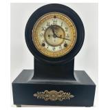 Antique Ansonia Mantel Clock with Brass Enamel Face