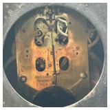 Antique Ansonia Mantel Clock with Brass Enamel Face