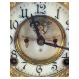 Antique Ansonia Mantel Clock with Brass Enamel Face