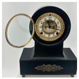 Antique Ansonia Mantel Clock with Brass Enamel Face