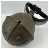 Vintage Brass Sleigh Bell with Leather Strap