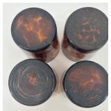 Set of 4 Amber Tortoise Glass Tumbler Cups with Unique Pattern