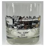 Set of 4 Vintage Railroad Theme Glass Tumblers