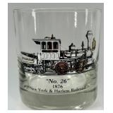 Set of 4 Vintage Railroad Theme Glass Tumblers