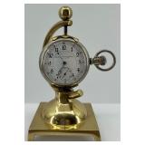 Antique Hamilton Watch Co. Pocket Watch on Decorative Brass Stand