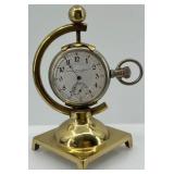 Antique Hamilton Watch Co. Pocket Watch on Decorative Brass Stand