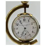 Antique Hamilton Watch Co. Pocket Watch on Decorative Brass Stand