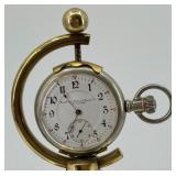 Antique Hamilton Watch Co. Pocket Watch on Decorative Brass Stand