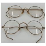Set of 2 Vintage Eyeglasses with Folding Travel Clock