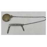 Vintage Elgin Pocket Watch with Pen Knife and Chain