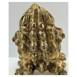 Vintage Linden Frog Shaped Brass Clock with Emerald Eyes