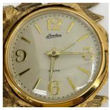 Vintage Linden Frog Shaped Brass Clock with Emerald Eyes