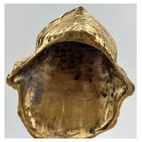 Vintage Linden Frog Shaped Brass Clock with Emerald Eyes