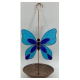 Stained Glass Butterfly Garden Decor with Copper Holder