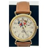 Lorus Quartz Mickey Mouse Watch with Brown Leather Strap in Original Case
