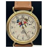 Lorus Quartz Mickey Mouse Watch with Brown Leather Strap in Original Case