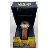 Lorus Quartz Mickey Mouse Watch with Brown Leather Strap in Original Case