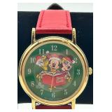 Lorus Quartz Disney Holiday Watch with Red Leather Strap in Original Case