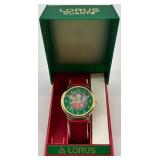 Lorus Quartz Disney Holiday Watch with Red Leather Strap in Original Case