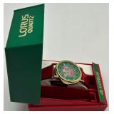 Lorus Quartz Disney Holiday Watch with Red Leather Strap in Original Case