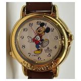 Vintage Lorus Quartz Mickey Mouse Wristwatch with Brown Leather Strap