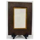 Vintage Decorative Picture Frame and Blue Glass Candle Holder