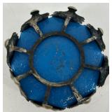 Vintage Decorative Picture Frame and Blue Glass Candle Holder