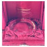 Set of 4 Silver Coasters with Spartan Motif and Velvet Case