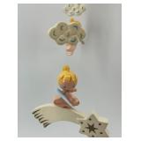 Vintage Handcrafted Wooden Baby Mobile with Angelic Figures