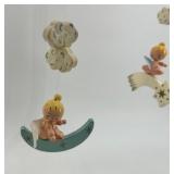 Vintage Handcrafted Wooden Baby Mobile with Angelic Figures