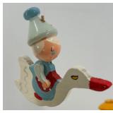 Vintage Wooden Nursery Mobile with Humpty Dumpty and Nursery Rhyme Characters