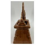 Set of 3 Vintage Ceramic Planters: Boy on Fence, Parrots, and Spinning Wheel