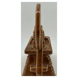 Set of 3 Vintage Ceramic Planters: Boy on Fence, Parrots, and Spinning Wheel