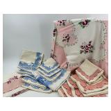Vintage Floral and Scalloped Edge Linen Napkin Collection