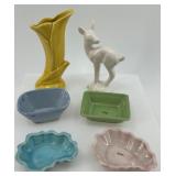 Collection of Vintage Ceramic Figurines and Trays including California Pottery