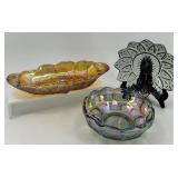 Set of Fenton Iridescent Glass Trays and Plate