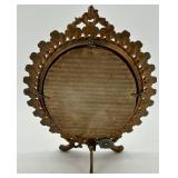Antique Ornate Oval Brass Table Mirror