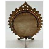 Antique Ornate Oval Brass Table Mirror
