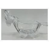 Set of Vintage Glass Donkey Figurine and Blue Glass Bowl