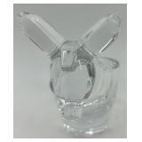 Set of Vintage Glass Donkey Figurine and Blue Glass Bowl