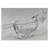 Set of Vintage Glass Donkey Figurine and Blue Glass Bowl
