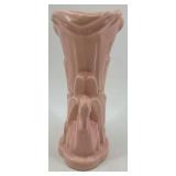 Trio of Vintage Pink and Floral Vases with Gold Accents including McCoy